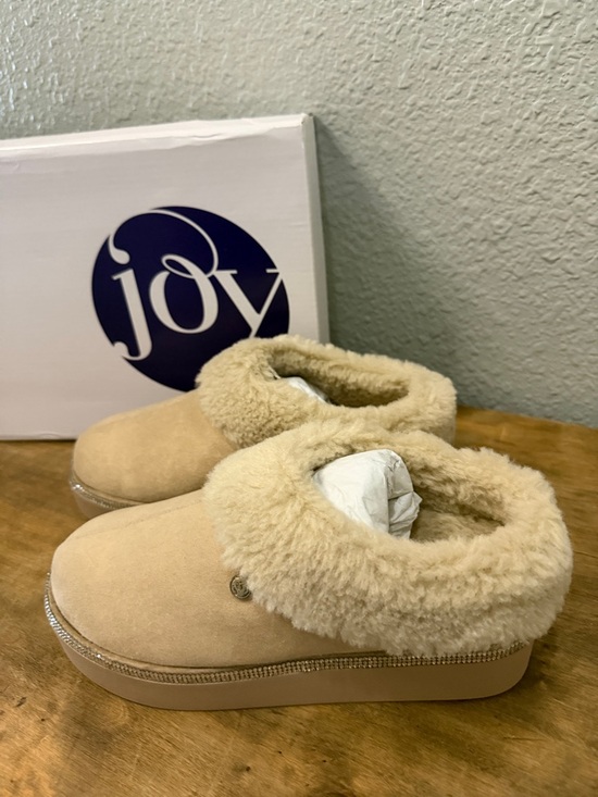 Joy Mangano Shoes - Joy Beige Women’s Faux Shearling Lined Slip-On Shoes size 5W